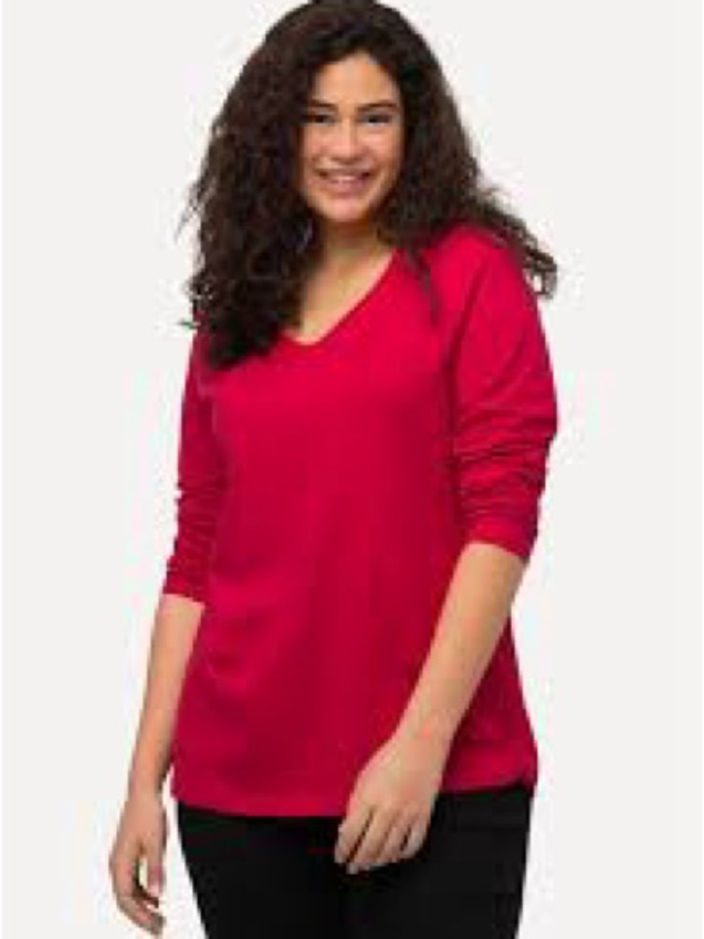 J. Jill Red Scoop Neck Long Sleeve Top - Picture 1 of 9
